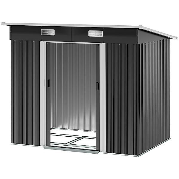 Outsunny Gerätehaus Metall 2,3 m² 207 x 130 x 182 cm Geräteschuppen mit Pul günstig online kaufen