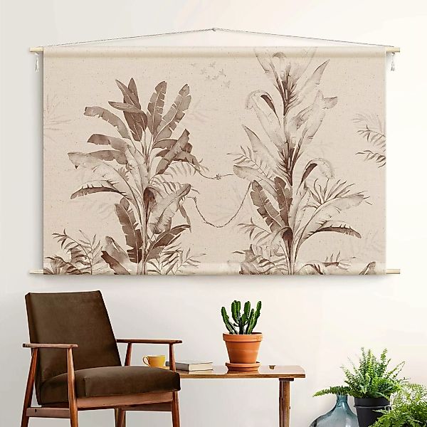 Wandteppich Tropische Palmen und Blätter Sepia günstig online kaufen