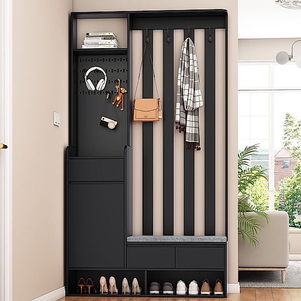 Celya Garderoben-Set Flurgarderobe mit gepolsterter Aufbewahrungsbank, günstig online kaufen