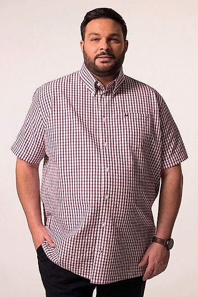 Men Plus Kurzarmhemd Men+ Karohemd Halbarm Seersucker Buttondown-Kragen günstig online kaufen