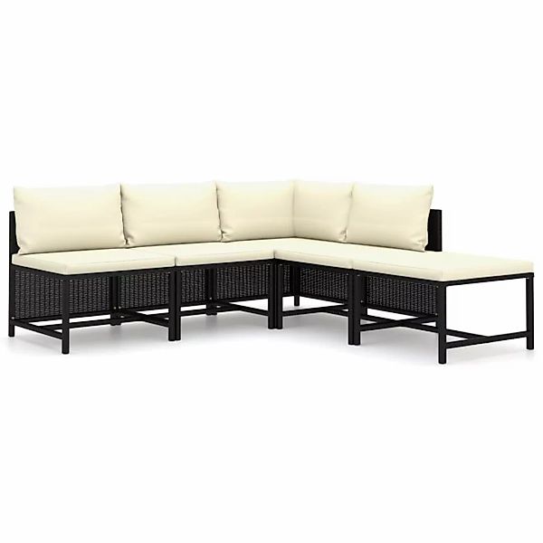 5-tlg. Garten-lounge-set Mit Kissen Poly Rattan Schwarz günstig online kaufen