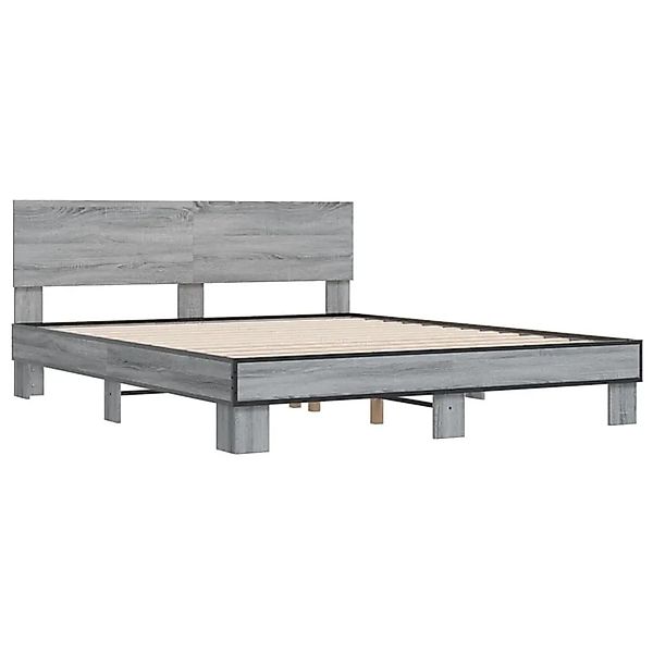 vidaXL Bettgestell Grau Sonoma 150x200 cm Holzwerkstoff und Metall 3280190 günstig online kaufen