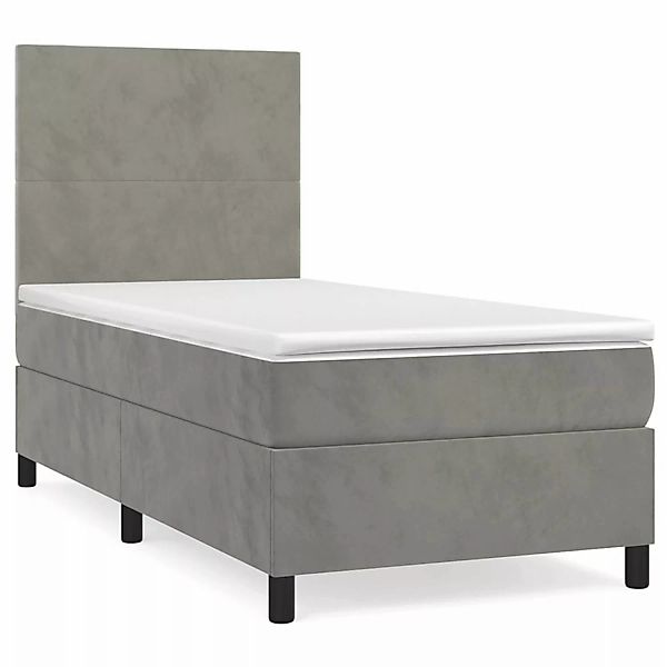 vidaXL Boxspringbett Boxspringbett mit Matratze Hellgrau 100x200 cm Samt Be günstig online kaufen