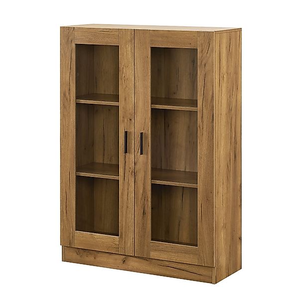 en.casa Vitrine »Sorø« Wohnzimmerschrank 80x31x115cm Eiche günstig online kaufen