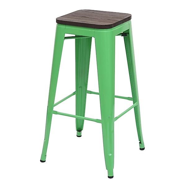 PROREGAL Barhocker Inkl. Holz-Sitzfläche Sitzhöhe 76cm Metall Industriedesi günstig online kaufen
