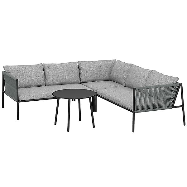 Outsunny Gartenmöbel Set Polyrattan Lounge-Set mit Ecksofa Tisch Kissen wet günstig online kaufen