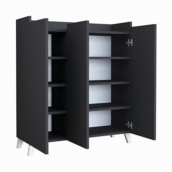 en.casa Mehrzweckschrank »Sirdal« mit 3 Türen 104x90x30 cm Anthrazit günstig online kaufen