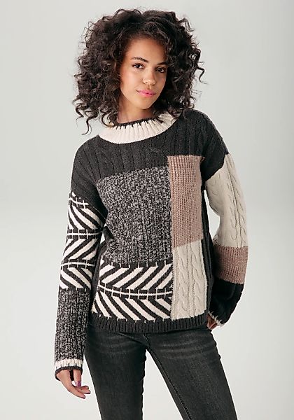 Aniston CASUAL Strickpullover im farbharmonischem Patch-Dessin günstig online kaufen