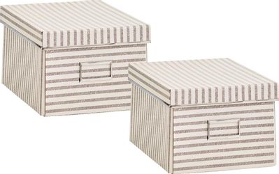 Zeller Present Aufbewahrungsbox "Stripes" Pappe, beige günstig online kaufen