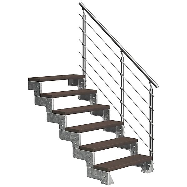 DOLLE Außentreppe Gardentop 6 TRIMAX-Stufen 80 cm Dunkelbraun + Geländer günstig online kaufen