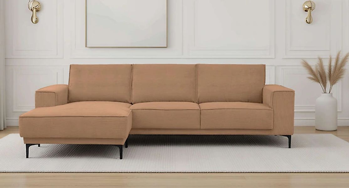 PLACES OF STYLE Ecksofa »Polsterecke Oland, Struktur, Flachgewebe, Luxus-Mi günstig online kaufen