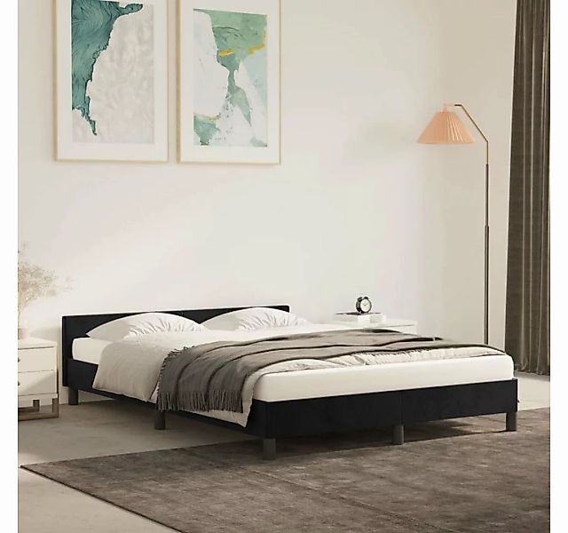 furnicato Bett Bettgestell mit Kopfteil Schwarz 140x190 cm Samt günstig online kaufen