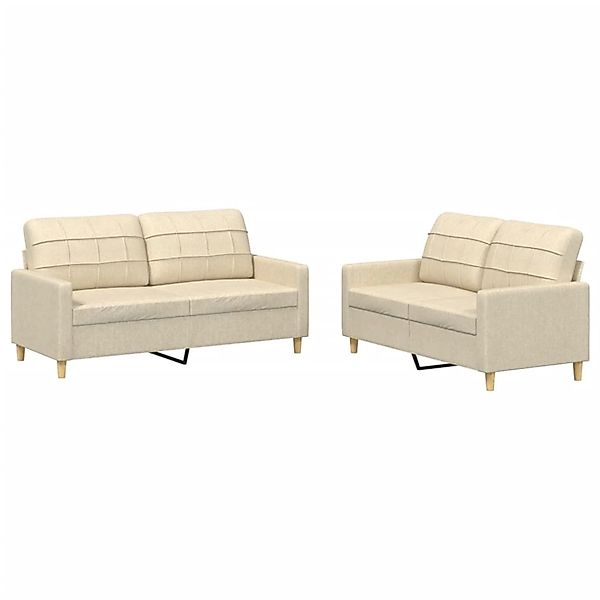 vidaXL 2-Tlg Sofagarnitur mit Kissen Creme Stoff 3201276 günstig online kaufen