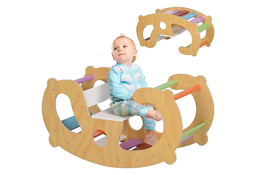 AIYAPLAY Klettergerüst 2 in 1 Set mit Schaukelstuhl, aus Holz, (Kletterspie günstig online kaufen