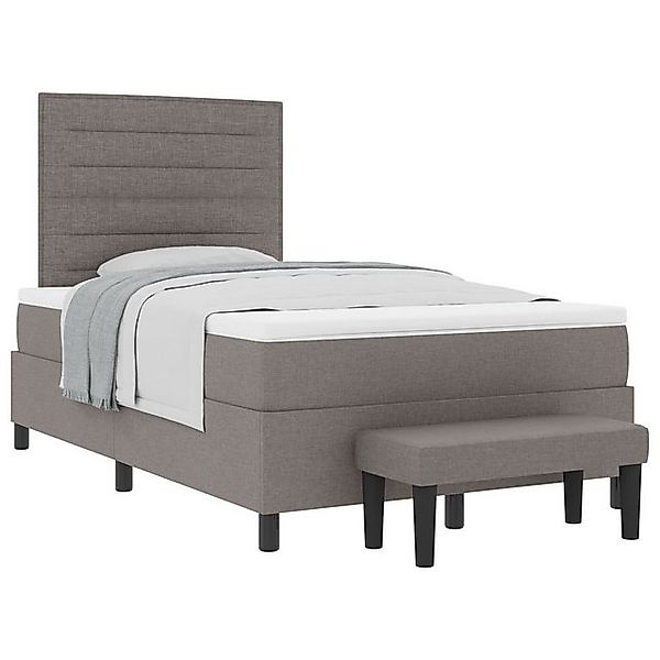 vidaXL Bett Boxspringbett mit Matratze & Bank Taupe 120x190 cm Stoff (2-tlg günstig online kaufen