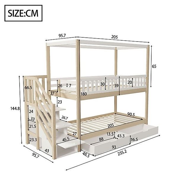 Merax Etagenbett (1-St., Kinderbett Jugendbett Stockbett mit Hausdesign), K günstig online kaufen