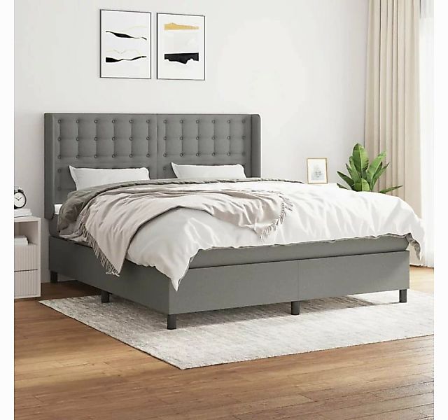 vidaXL Boxspringbett Boxspringbett mit Matratze Dunkelgrau 160x200 cm Stoff günstig online kaufen