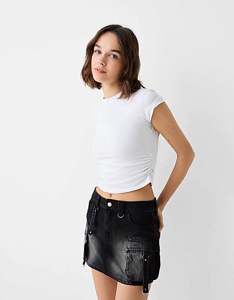 Bershka Cargorock Mit Bändern Damen 34 Schwarz günstig online kaufen