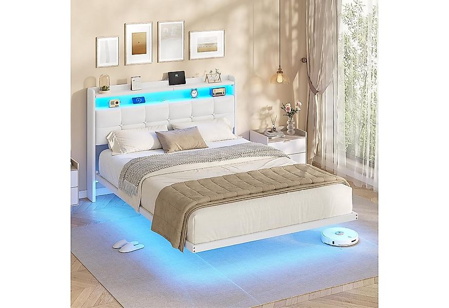 MSMASK Polsterbett Bettrahmen mit LED-Beleuchtung und Ladestation (1-tlg., günstig online kaufen