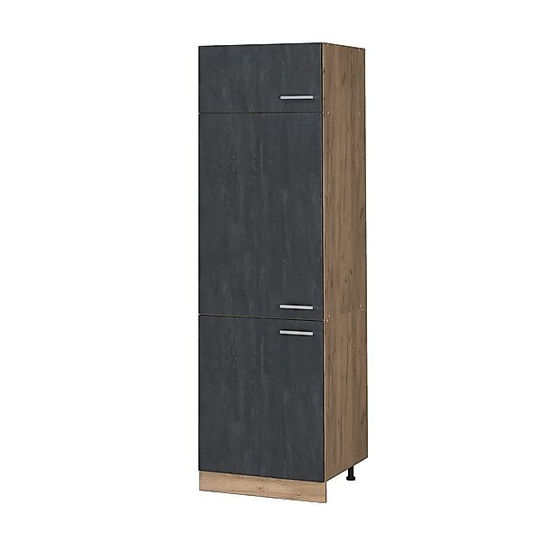 Vicco Kühlumbauschrank R-Line, Schwarz Beton/Goldkraft Eiche, günstig online kaufen
