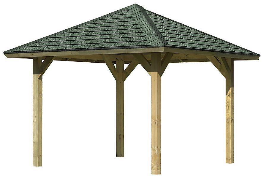 Karibu Pavillon "Bergen 1", (Set), BxTxH: 338x338x290 cm, mit grünen Dachsc günstig online kaufen