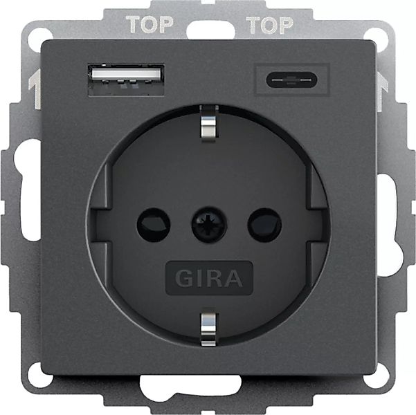 Gira SCHUKO USB-Spannungsvers. 2-fach anthrazit 245928 günstig online kaufen