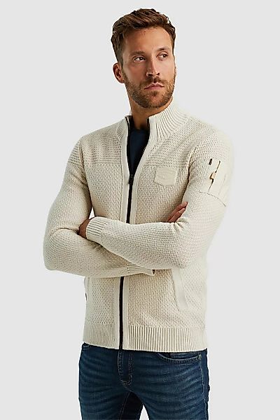 PME Legend Strickjacke Knitted Structure Ecru - Größe XXL günstig online kaufen