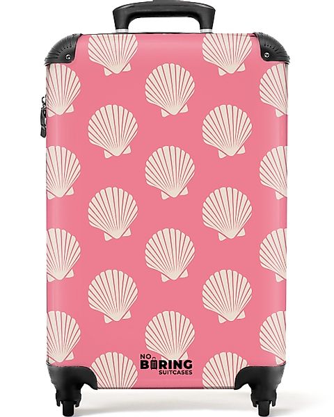 NoBoringSuitcases.com© Hartschalen-Trolley Rosa mit beigen Muscheln günstig online kaufen