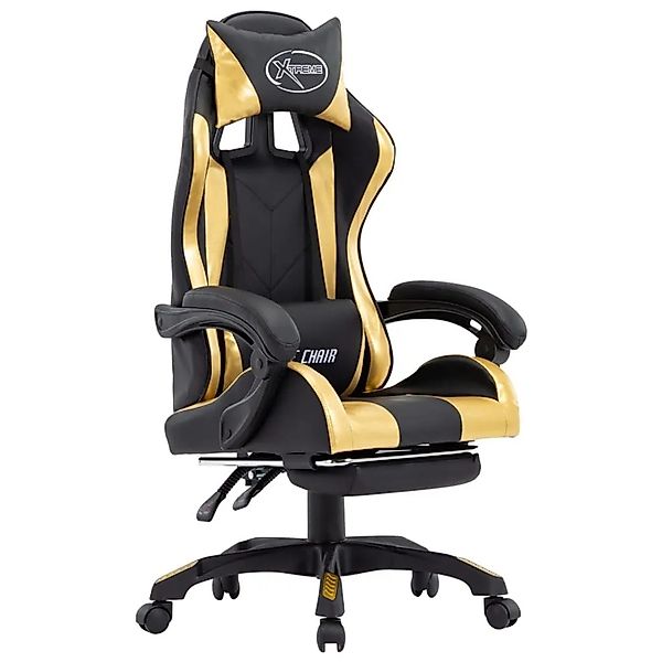 vidaXL Gaming-Stuhl mit Fußstütze Golden und Schwarz Kunstleder 287988 günstig online kaufen