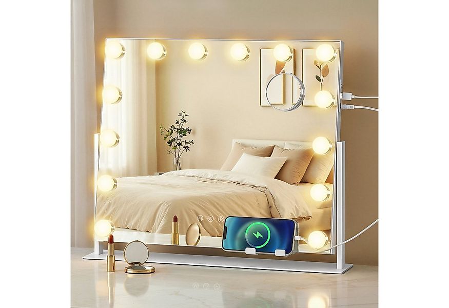 SONGMICS Schminkspiegel, Kosmetikspiegel, verstellbares LED-Licht, mit USB- günstig online kaufen