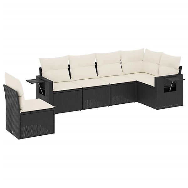 vidaXL 6-Tlg Garten-Sofagarnitur mit Kissen Schwarz Poly Rattan 3252563 günstig online kaufen