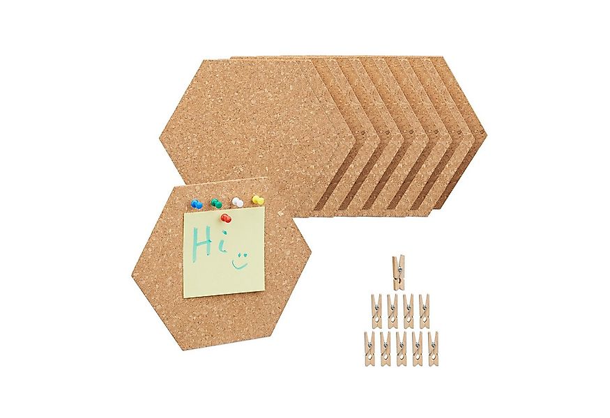 relaxdays Pinnwand Sechseckige Korkpinnwände 14er Set günstig online kaufen