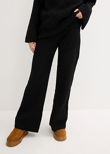 bonprix Stoffhose "Strickhose mit Zopfmuster" aus Polyester und Wolle, Loos günstig online kaufen
