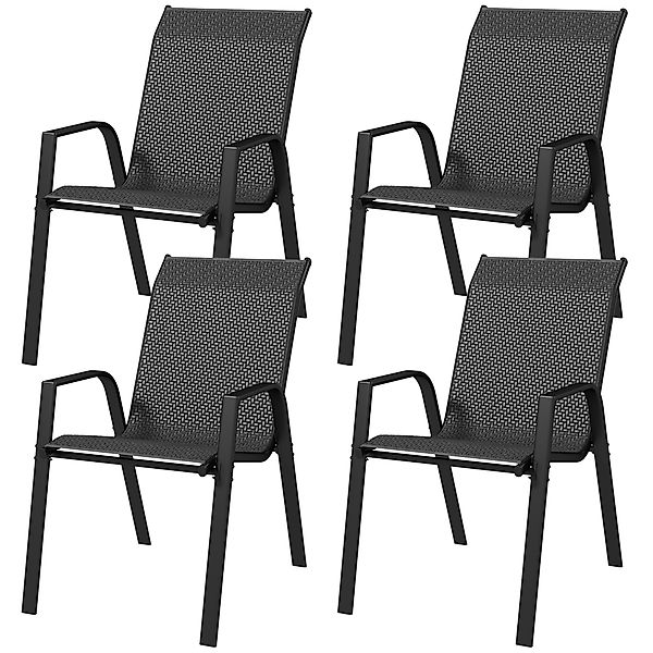 Outsunny Set mit 4 stapelbaren Gartenstühlen, Gartenstuhl mit Armlehnen und günstig online kaufen