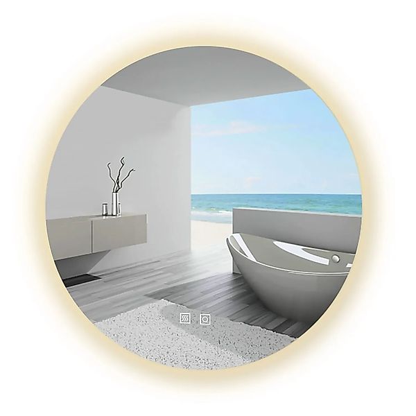 Aica Sanitär Badspiegel Rund 60 cm Spiegel mit LED Beleuchtung Drei Lichtfa günstig online kaufen