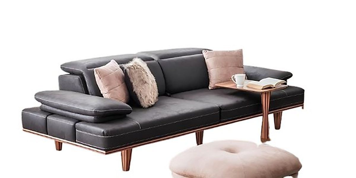 Xlmoebel 3-Sitzer Luxuriöse Wohnzimmercouch mit drei Sitzplätzen und Holzfü günstig online kaufen