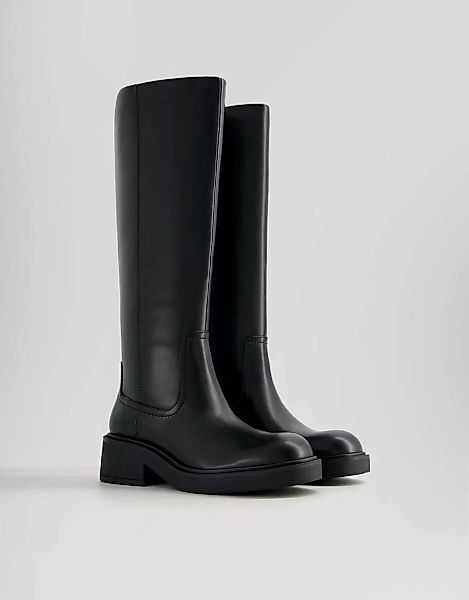 Bershka Flache Basic-Stiefel Damen 41 Schwarz günstig online kaufen