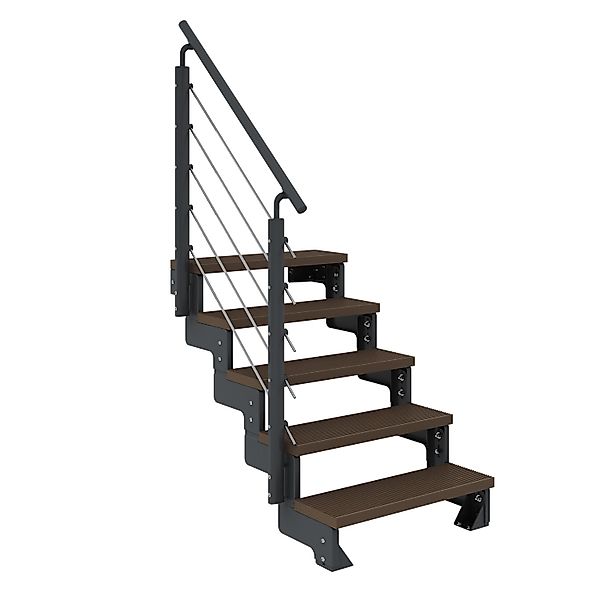 Dolle Außentreppe Gardentop Anthrazit 5 Stufen 100 cm Braun inkl. Geländer günstig online kaufen
