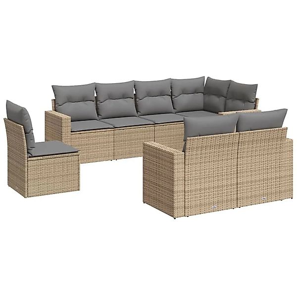 vidaXL 8-Tlg Garten-Sofagarnitur mit Kissen Beige Poly Rattan 3251576 günstig online kaufen