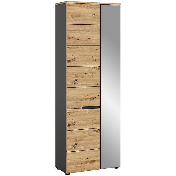 xonox.home Garderobenschrank in Basalt Grau / Artisan - 65x190x37cm (BxHxT) günstig online kaufen