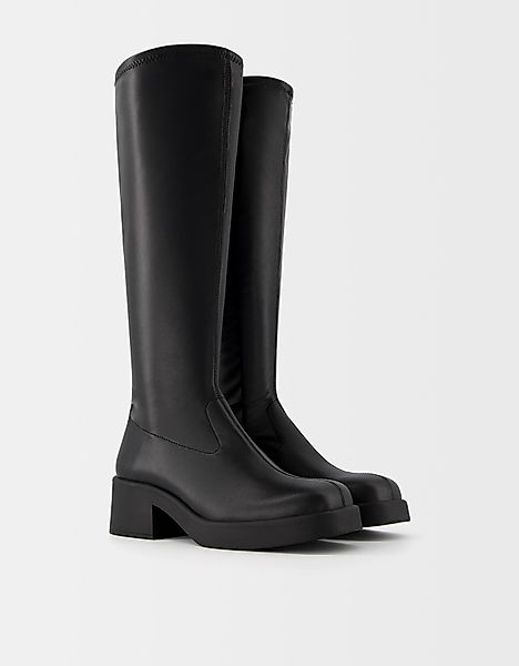 Bershka Körpernah Geschnittene Flache Stiefel Damen 41 Schwarz günstig online kaufen