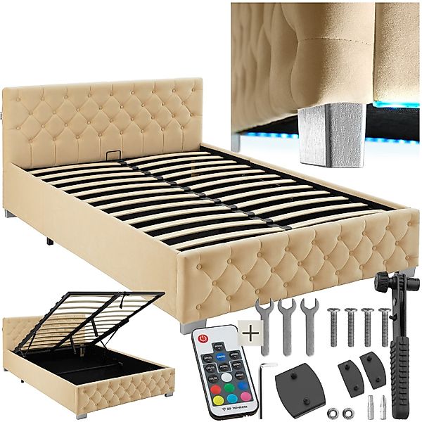 tectake Polsterbett Venice (Komplettset, mit LED-Leisten günstig online kaufen