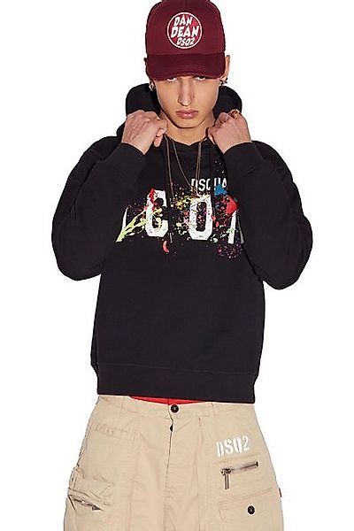 Dsquared2 Rundhalspullover Dsquared2 Icon Splash Hoodie Schwarz Herren günstig online kaufen