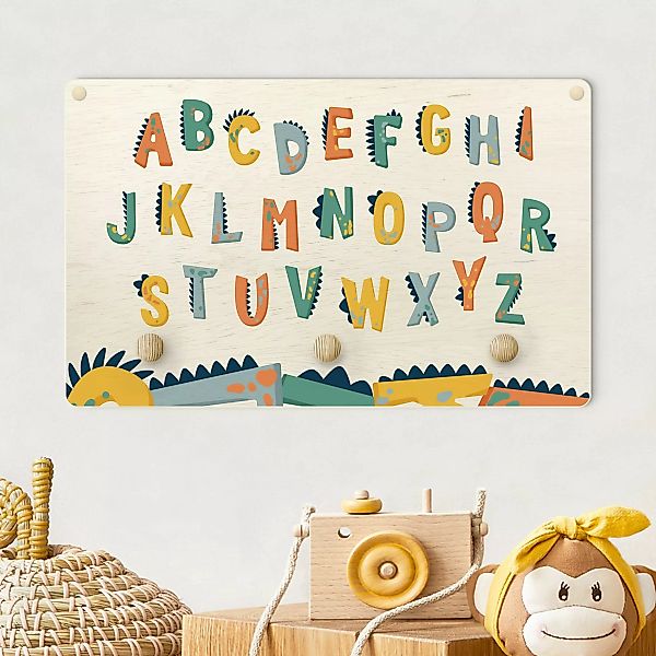 Kindergarderobe Holz Buntes Dino Alphabet günstig online kaufen