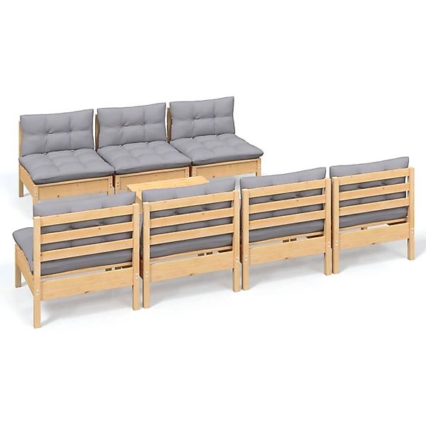 vidaXL 8-Tlg Garten-Lounge-Set mit Grauen Kissen Kiefernholz 3096135 günstig online kaufen