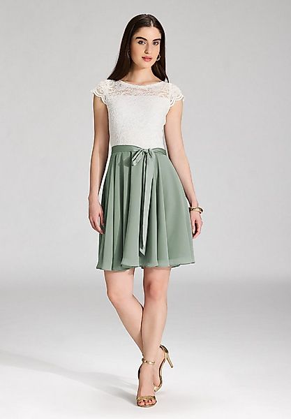 SWING Cocktailkleid Zweifarbiges Cocktailkleid aus Spitze-Chiffon-Mix Taill günstig online kaufen