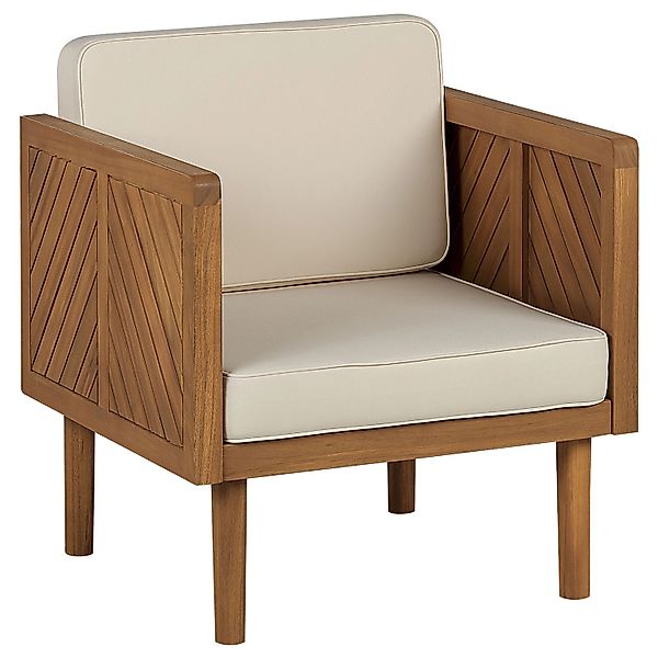 Beliani Gartenstuhl Heller Holzfarbton Beige 65x65x76 günstig online kaufen