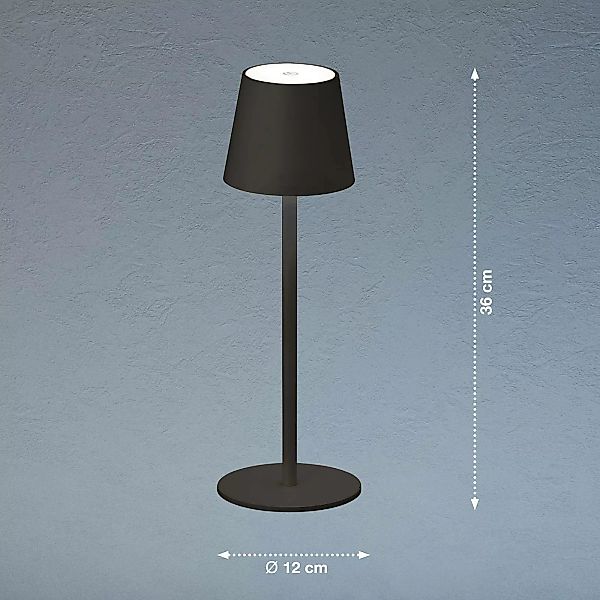 LED-Tischlampe Tropea mit Akku, sandschwarz günstig online kaufen