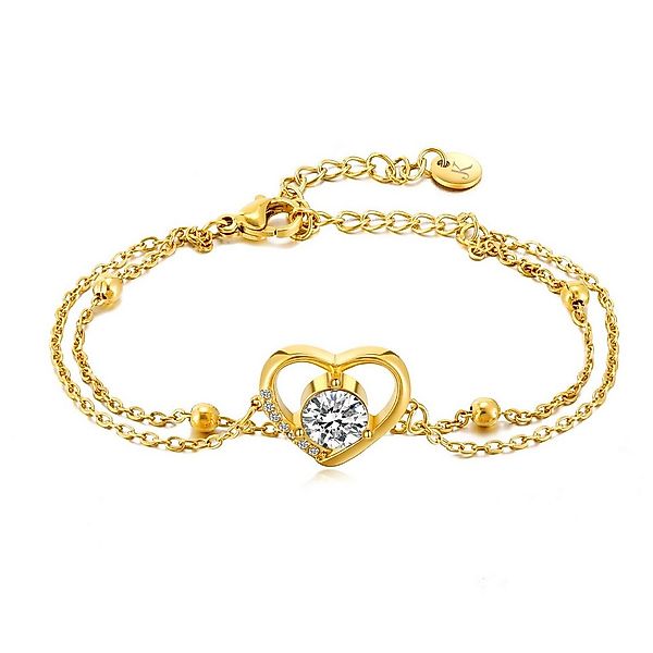 Kim Johanson Armband Herz (1-tlg), aus Edelstahl, mit Kugeln & Herzanhänger günstig online kaufen