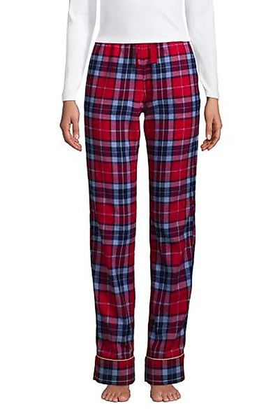 Gemusterte Flanell-Pyjamahose in Petite-Größe, Damen, Größe: M Petite, Rot, günstig online kaufen